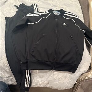 Adidas Black Tracksuit with White Accents
